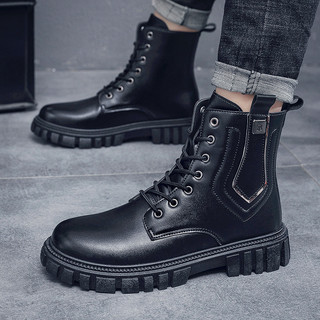 Giày Boot Cổ Cao Màu Đen