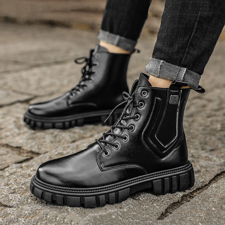 Giày Boot Cổ Cao Màu Đen