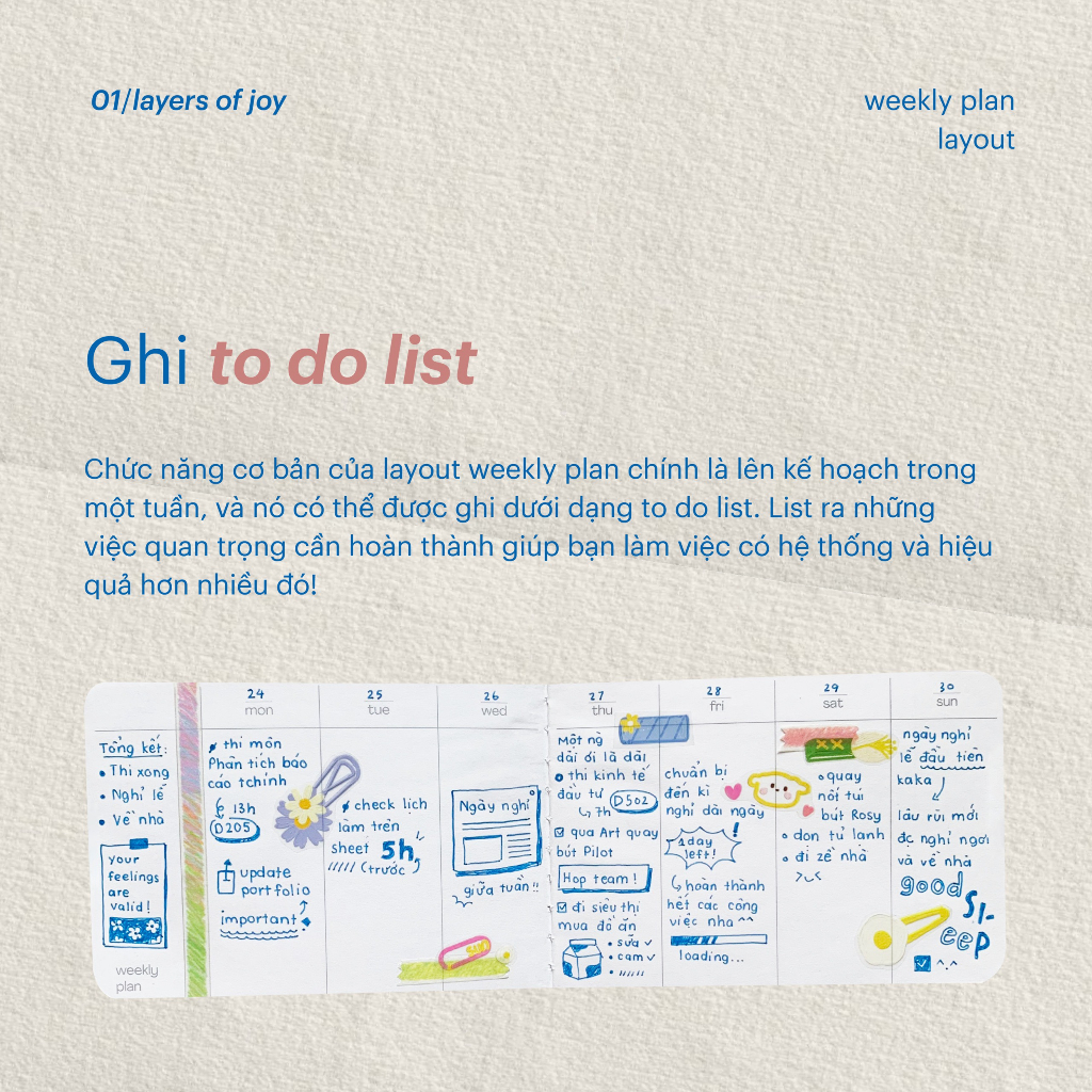 Sổ tay mini ghi chú, lên kế hoạch Layers of joys - Art Therapy