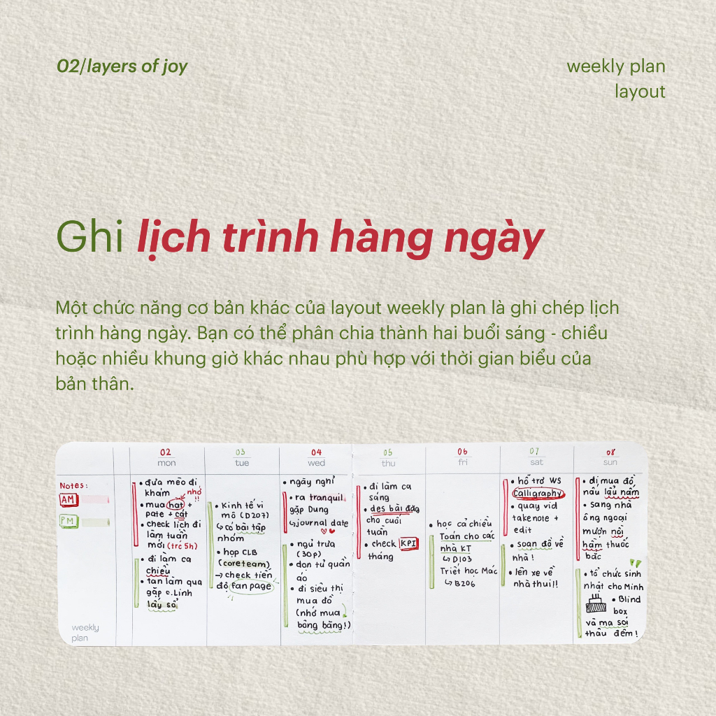 Sổ tay mini ghi chú, lên kế hoạch Layers of joys - Art Therapy