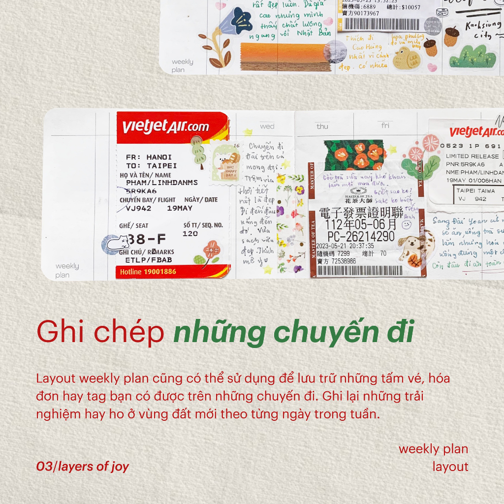 Sổ tay mini ghi chú, lên kế hoạch Layers of joys - Art Therapy