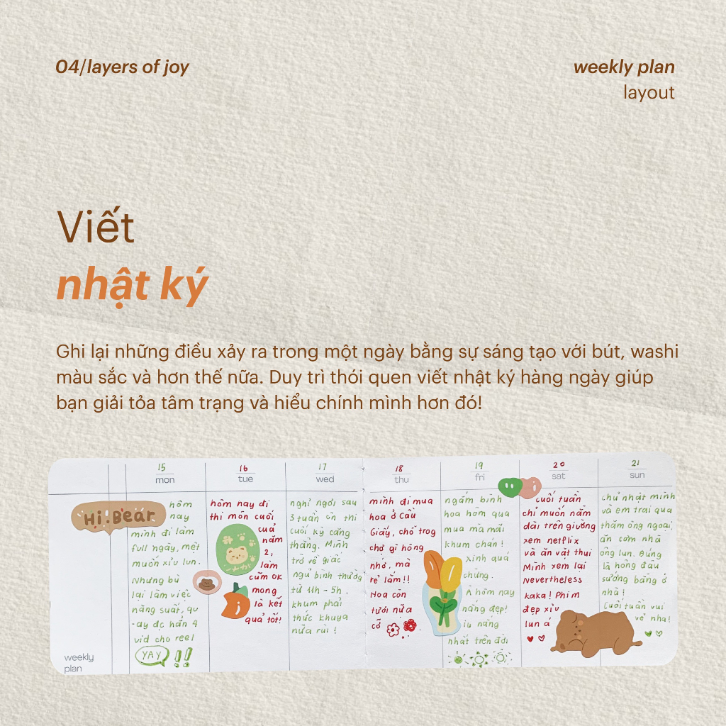 Sổ tay mini ghi chú, lên kế hoạch Layers of joys - Art Therapy