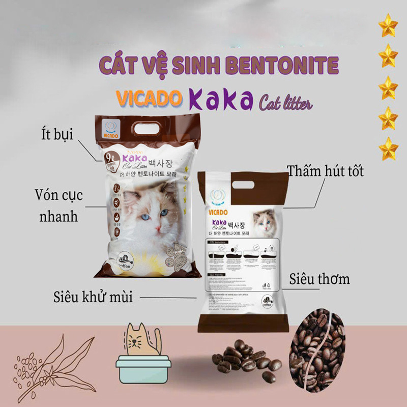 Cát vệ sinh - Cát giá rẻ - Cát đất sét cho mèo Kaka cat litter hương Cafe 9L - LmPetshop