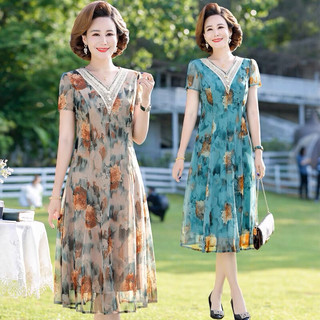Đầm trung niên cho mẹ, váy dự tiệc trung niên H21O