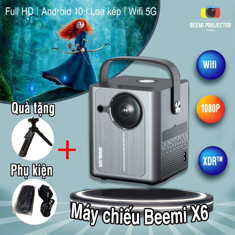 Máy Chiếu Mini Beemi X6 Máy Chiếu Full HD Kết Nối Wifi Điện Thoại USB Hệ Điều Hành Android