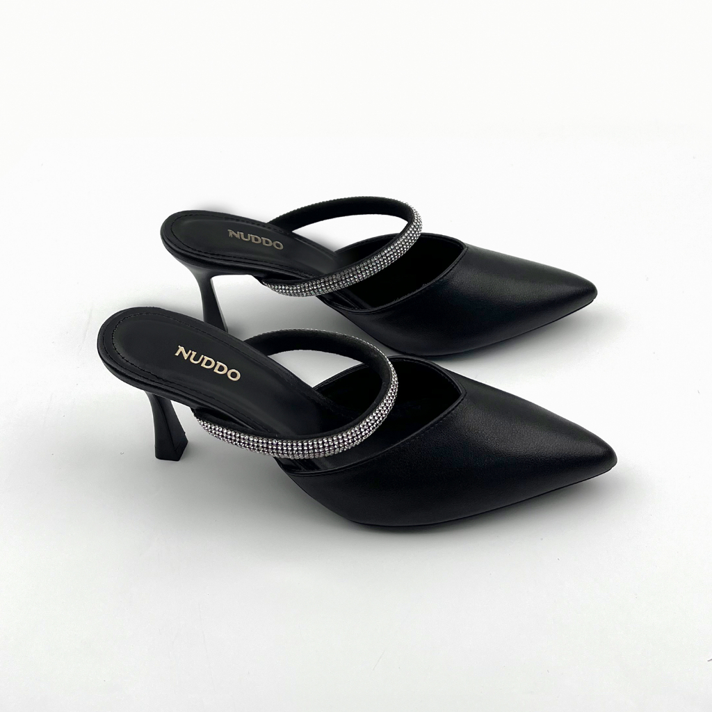 Giày Sục Nữ Cao Gót 7 Phân Mũi Nhọn, Guốc Sandal Nữ Quai Đá Thời Trang Cao 7cm NUDDO _NS09A