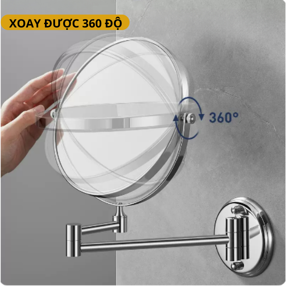 Gương xoay trang điểm cạo râu gắn tường dán tường gương phóng to hai mặt khách sạn cao cấp Debas