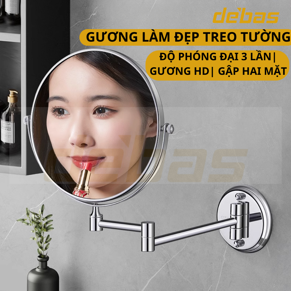 Gương xoay trang điểm cạo râu gắn tường dán tường gương phóng to hai mặt khách sạn cao cấp Debas