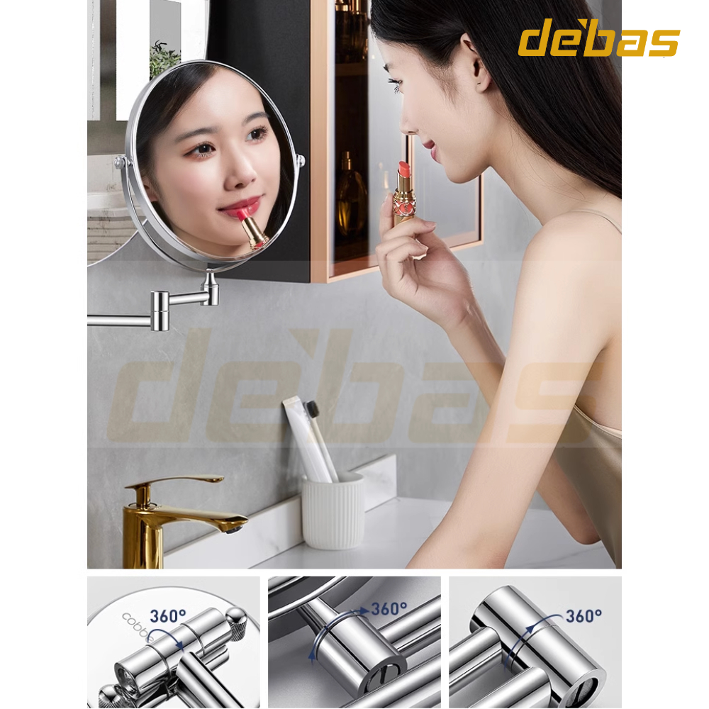 Gương xoay trang điểm cạo râu gắn tường dán tường gương phóng to hai mặt khách sạn cao cấp Debas