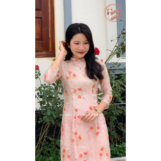 Bộ áo dài voan tơ hoa- áo dài cà ri