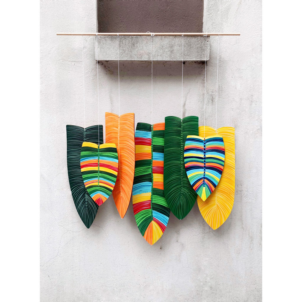 Bộ tranh treo lá gỗ phong cách Colour Block thủ công nhiều tone màu tặng kèm phụ kiện