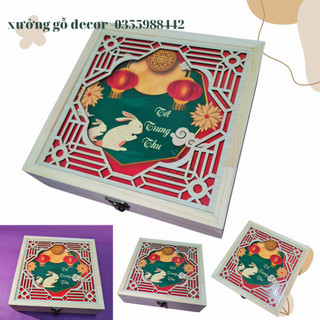 Hộp đựng bánh trung thu 4 bánh, 6 bánh bánh 150g - 250g bằng gỗ handmade.