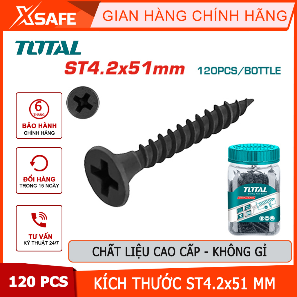 Bộ 120 vít bắt tường ST4.2x51mm TOTAL WJDS4205121 Chính hãng
