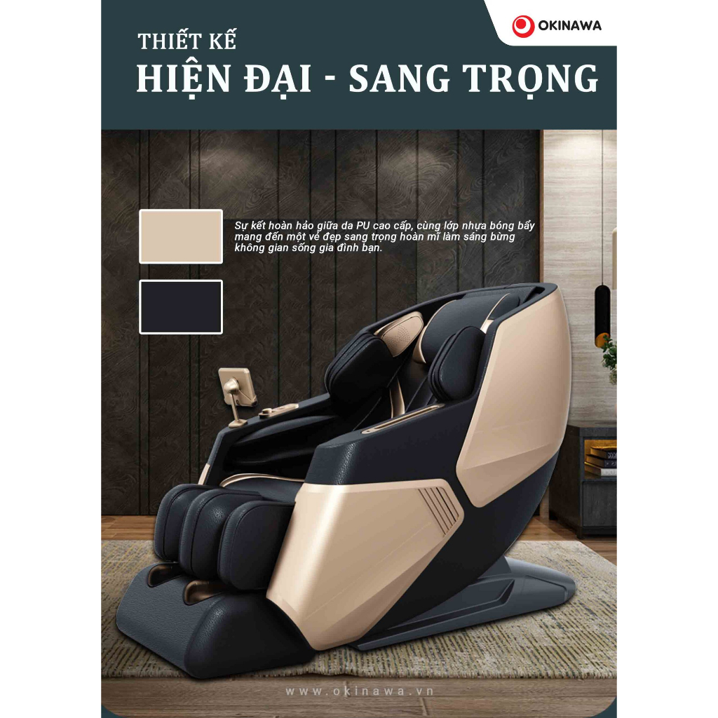 Ghế massage toàn thân cao cấp Okinawa Os-488 hệ thống bi lăn 4D silicon mềm mại