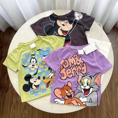 Set 3 áo hoạt hình xanh,tím,mận in hình chuột jerry áo cộc tay chất cotton mềm cho bé gái