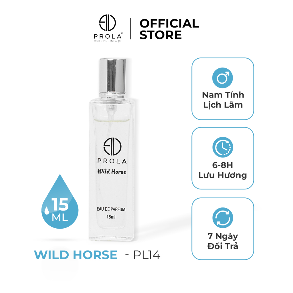 Nước hoa nam PROLA Wild Horse nam tính, mạnh mẽ, lôi cuốn thích hợp đi làm, đi hẹn hò PL14 - Dạng xịt 15ml