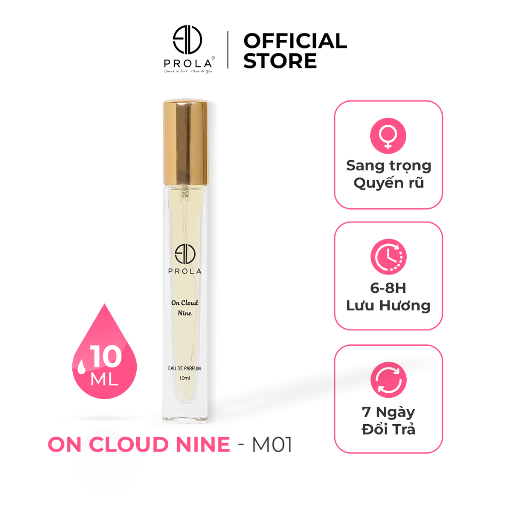 Nước Hoa Nữ PROLA On Cloud Nine Mùi Hương Sang Trọng, Quyến Rũ, Ngọt Ngào M01 - Dạng xịt 10ml