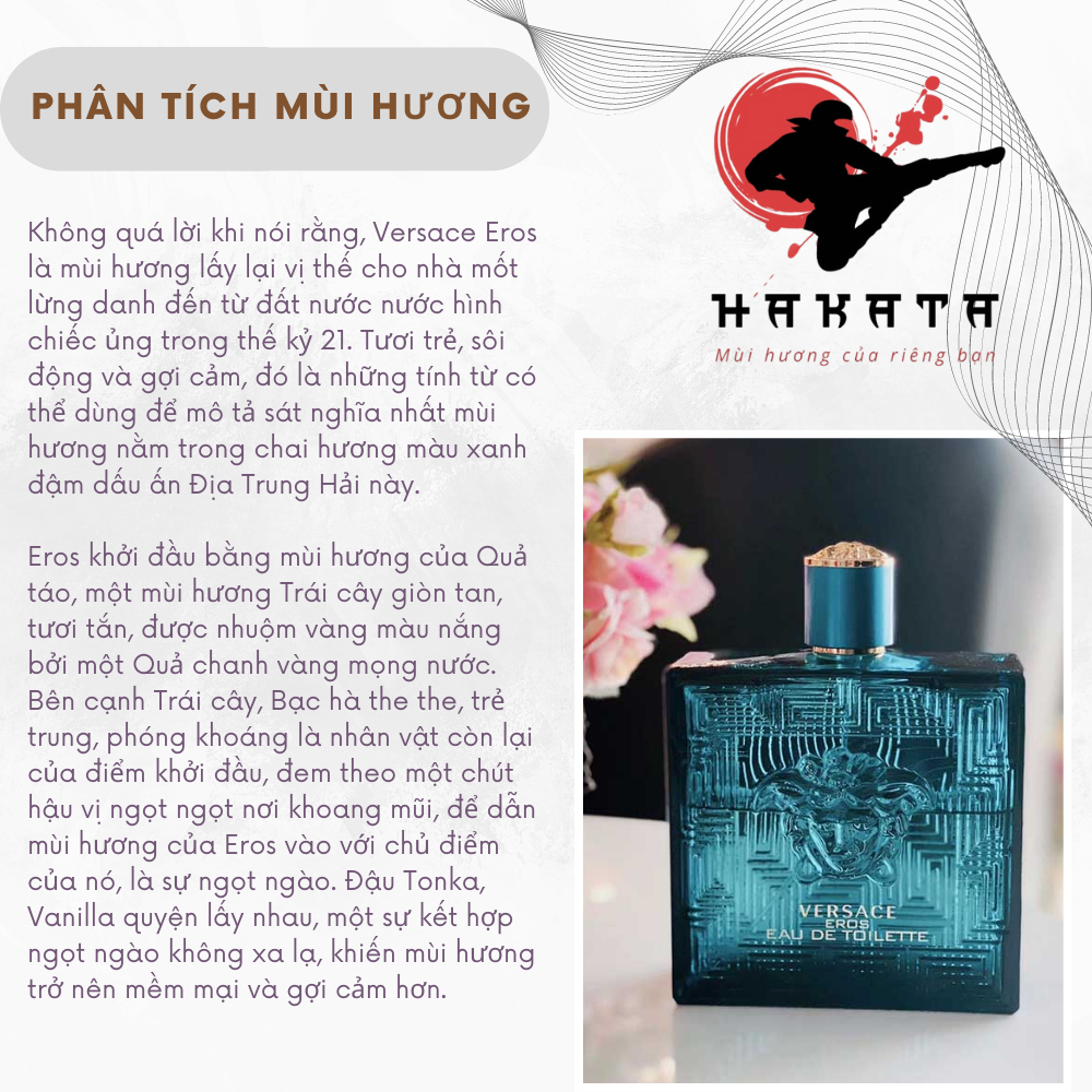 Nước Hoa Nam Versace Eros chiết 10ml Hương Thơm Mạnh Mẽ, Lich Lãm Cuốn Hút Phái Đẹp- Hakata Official