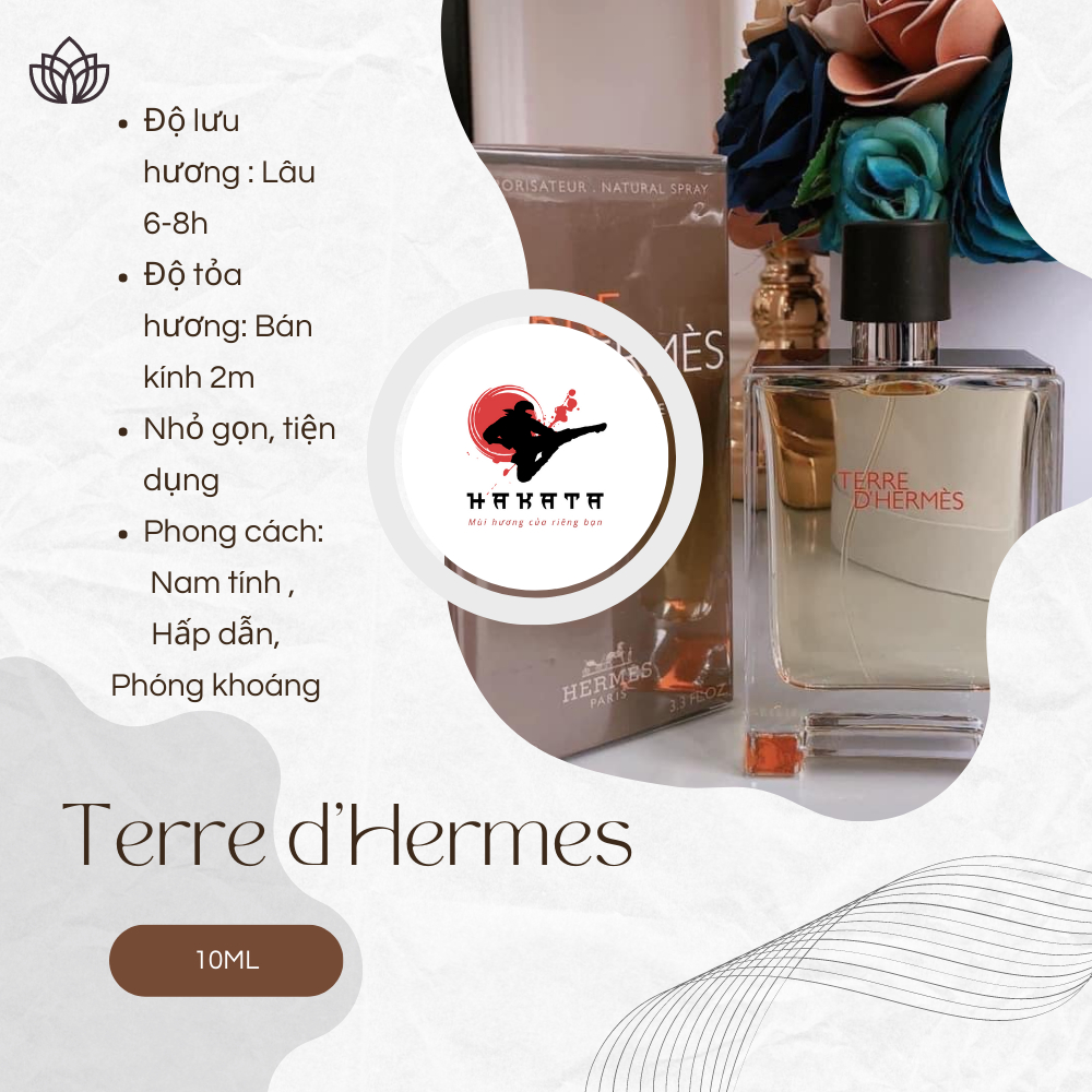Nước Hoa nam Terre D’Hermes Hermes 10ml  hiện đại, nam tính, mạnh mẽ- Hakata Officical