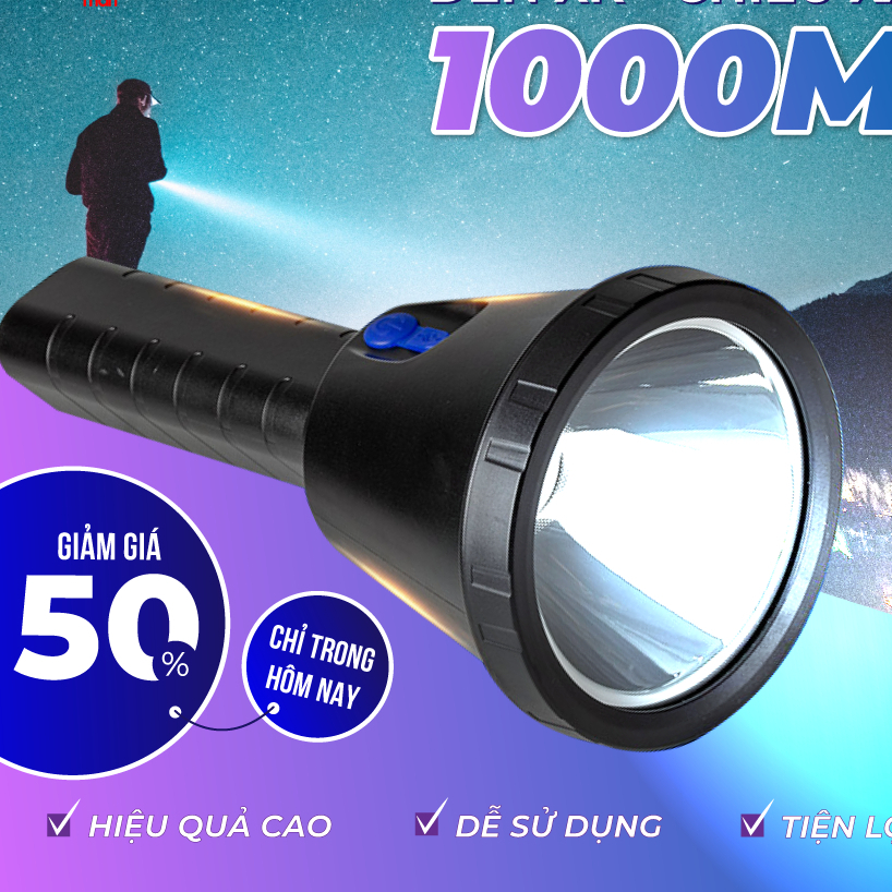 Đèn Pin Cầm Tay Siêu Sáng Chiếu Xa 1000M KOEN  Xé Tan Bóng Tối