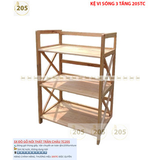 Kệ Lò Vi Sóng chữ X Gỗ 3 - 4 - 5 Tầng Đa Năng có tăng đơ 3 nấc nâng hạ 36-> 41cm