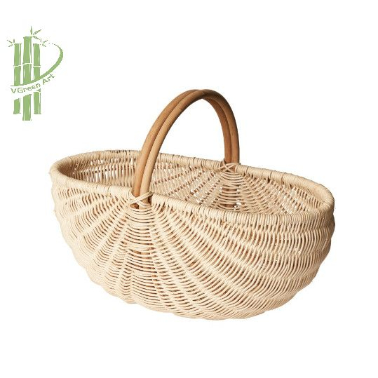 Sả kho giỏ picnic mây, giỏ mây tre đan picnic Vgreenart, giỏ có quai sách, giỏ mây tre đan xuất khẩu giá rẻ