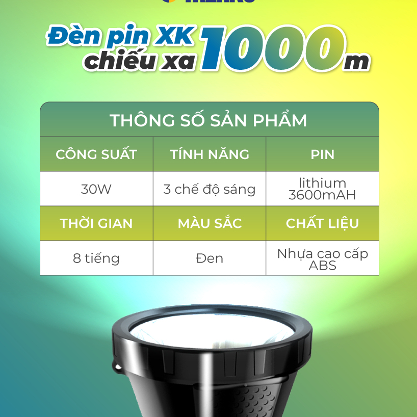 Đèn Pin Cầm Tay Siêu Sáng Chiếu Xa 1000M KOEN  Xé Tan Bóng Tối