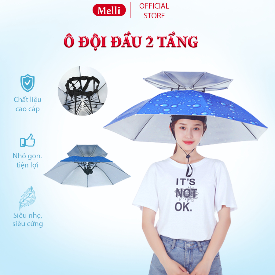 Ô Đội Đầu 2 Tầng Che Nắng Mưa Tiện Lợi Khi Đi Câu Cá Dã Ngoại Chất Liệu Vải Siêu Dày Dặn Chống Thấm Nước Cao Cấp