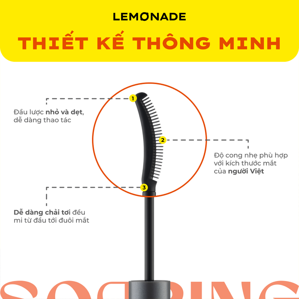 Combo Lemonade Chuốt mi tơi dài lâu trôi Soaring Mascara 6ml & Kẹp mi cong lâu 22g