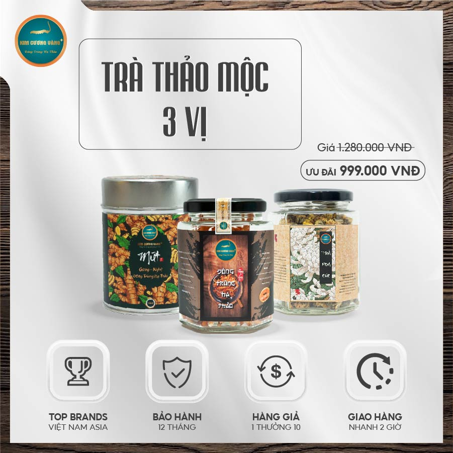 Combo Trà Thảo Mộc Đông Trùng Hạ Thảo Hoa Cúc  Kim Cương Vàng