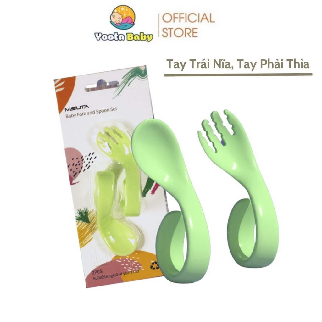 Bộ Thìa Dĩa Tập Xúc Uốn Cong MISUTA TH03 Chất Liệu PP An Toàn Cho Bé Ăn Dặm YOOTA BABY