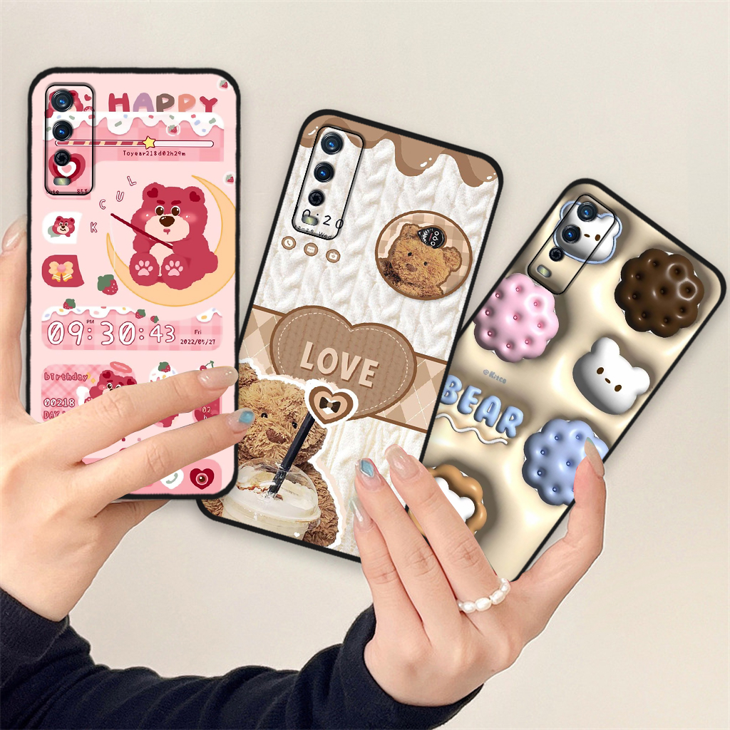 Ốp lưng Vivo Y12s  / Y20  / Y20s  / Y20i in hình gấu dâu Lotso, gấu nâu dễ thương