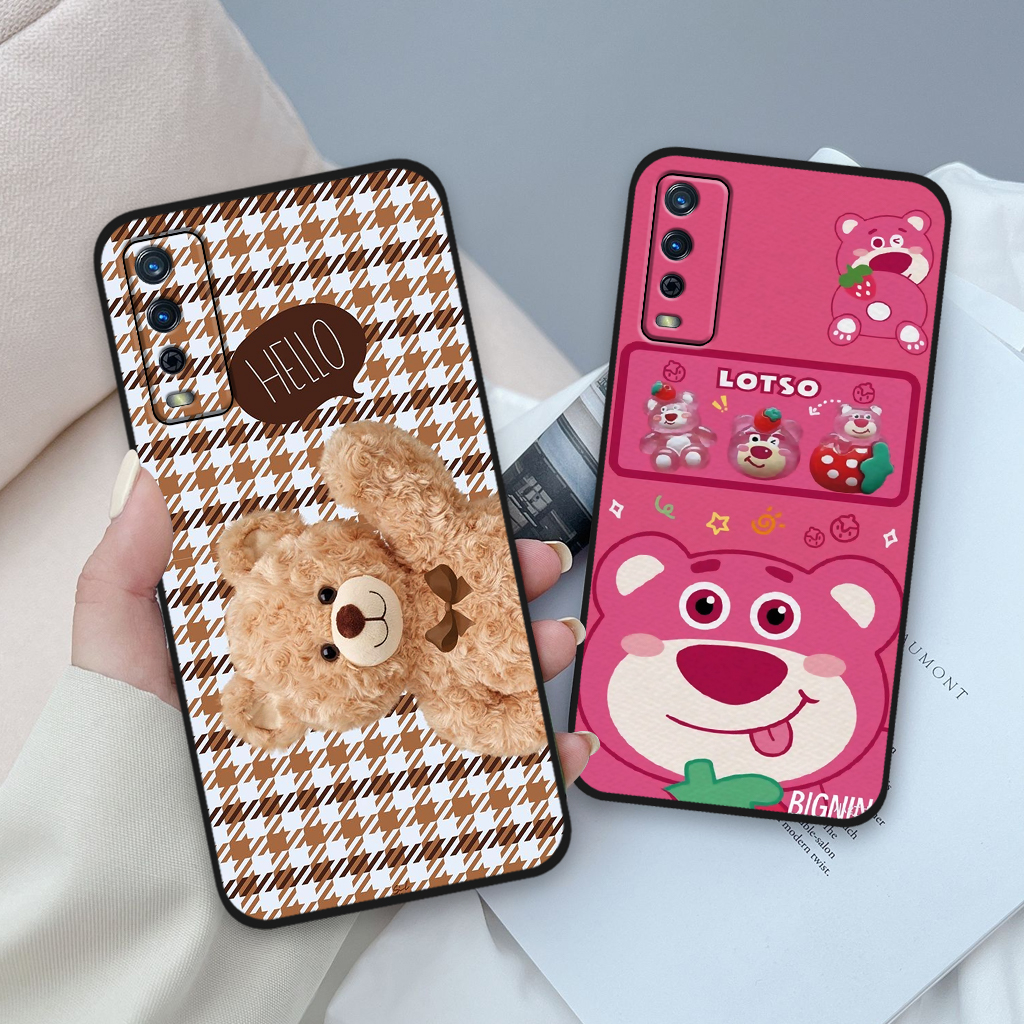 Ốp lưng Vivo Y12s  / Y20  / Y20s  / Y20i in hình gấu dâu Lotso, gấu nâu dễ thương