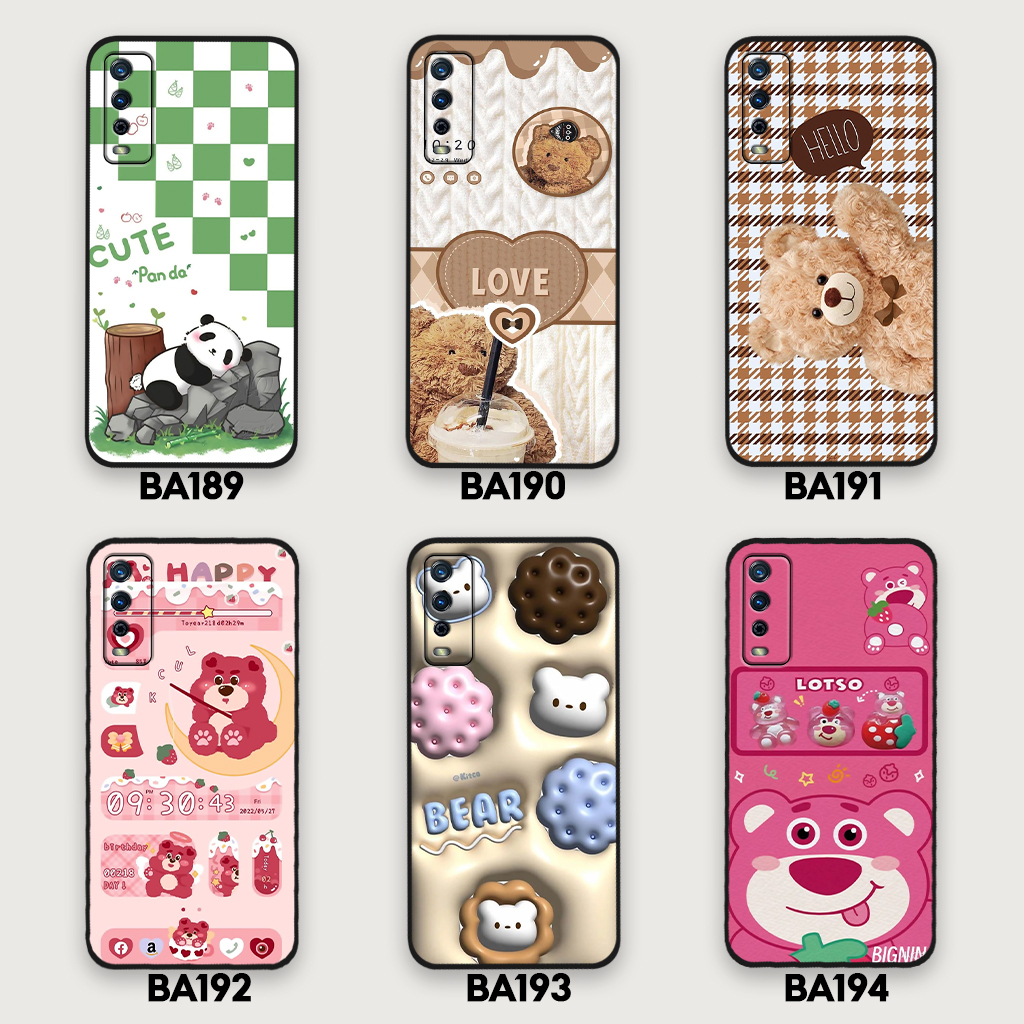 Ốp lưng Vivo Y12s  / Y20  / Y20s  / Y20i in hình gấu dâu Lotso, gấu nâu dễ thương