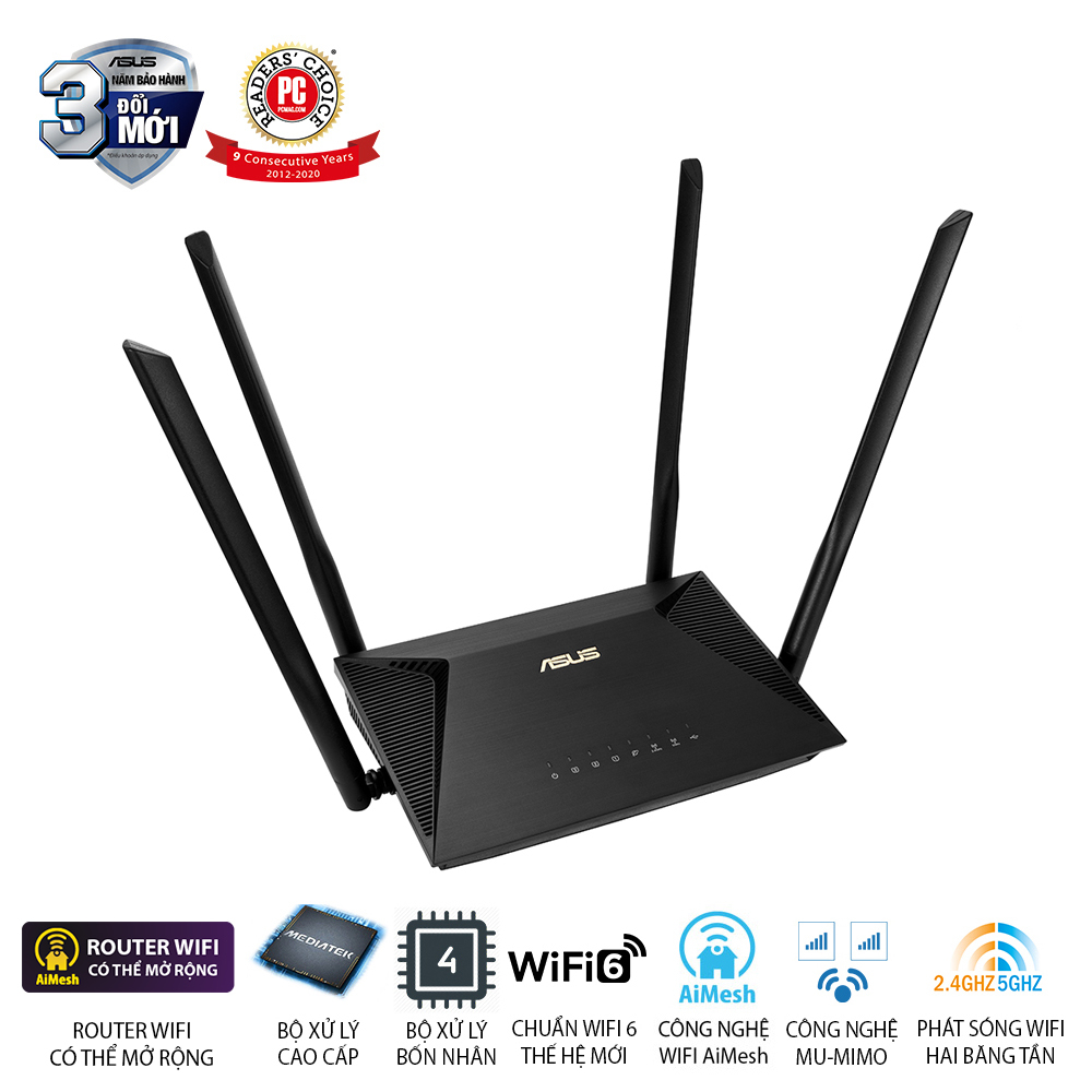 [TẶNG VOUCHER GOT IT 10%]ASUS RT-AX53U (Gaming Router) Wifi AX1800 2 băng tần, router WiFi có thể mở rộng, MU-MIMO