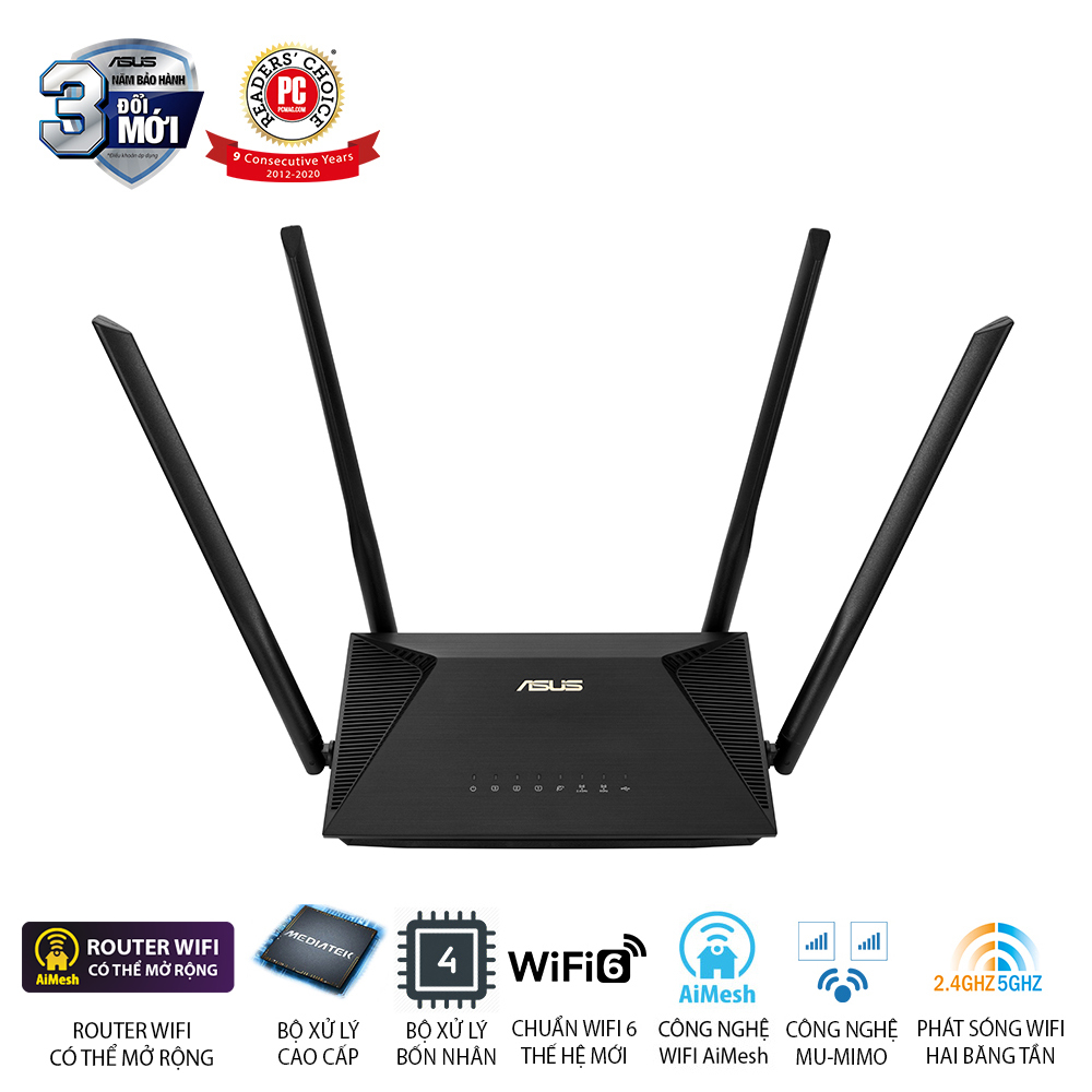 [TẶNG VOUCHER GOT IT 10%]ASUS RT-AX53U (Gaming Router) Wifi AX1800 2 băng tần, router WiFi có thể mở rộng, MU-MIMO