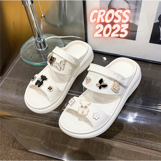 Dép Cross Nữ Hàng QC Cao Cấp 2024, Sandal Nữ Siêu Nhẹ Đi Học, Đi Chơi Gắn Kèm Sticker