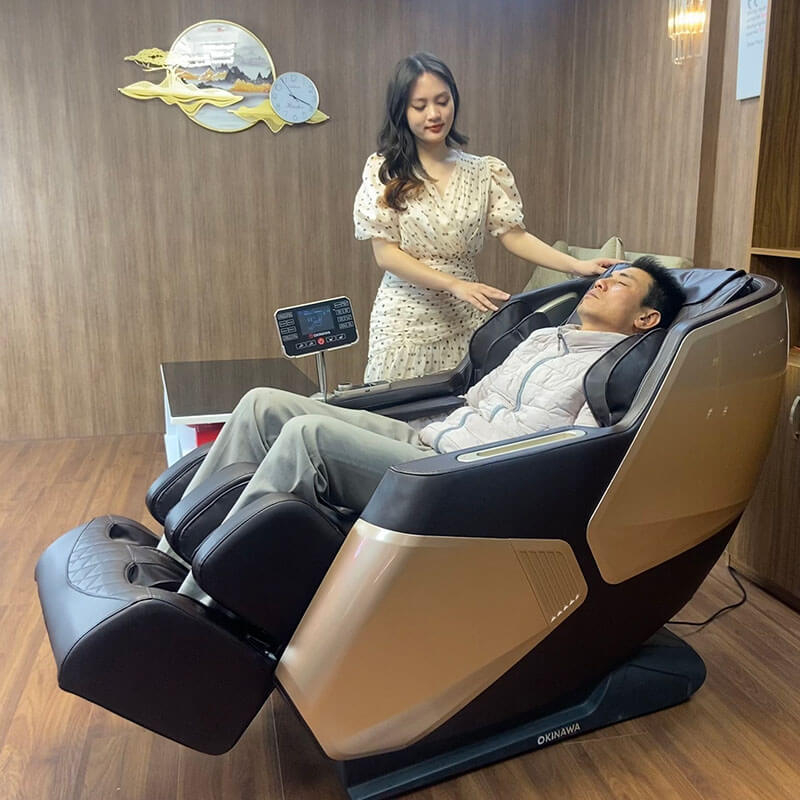 Ghế massage toàn thân cao cấp Okinawa Os-488 hệ thống bi lăn 4D silicon mềm mại