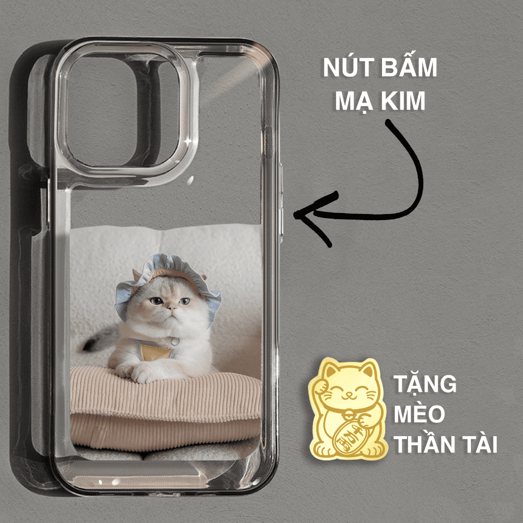 Ốp Điện Thoại Lưng Cứng Trong Suốt Chống Sốc Mèo nhỏ mũ xanh baby iPhone 14 11 13 12 X XS Pro Max xr 7plus sd067
