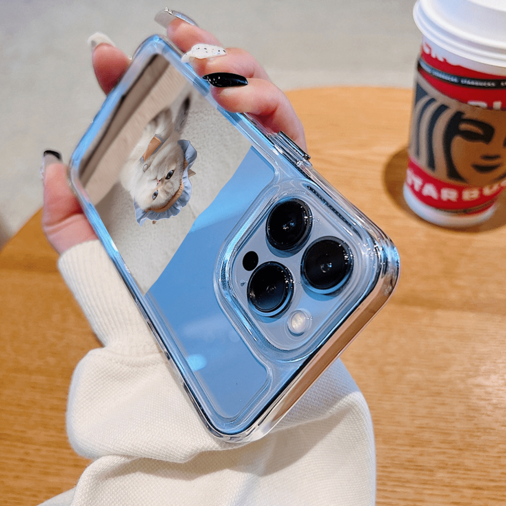 Ốp Điện Thoại Lưng Cứng Trong Suốt Chống Sốc Mèo nhỏ mũ xanh baby iPhone 14 11 13 12 X XS Pro Max xr 7plus sd067