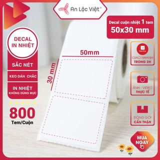 [GIÁ CỰC SỐC] Cuộn 800 tem Giấy in tem trà sữa 50x30mm - 40x30mm, với chất liệu tem decal giấy nhiệt dày - cực tiết kiệm