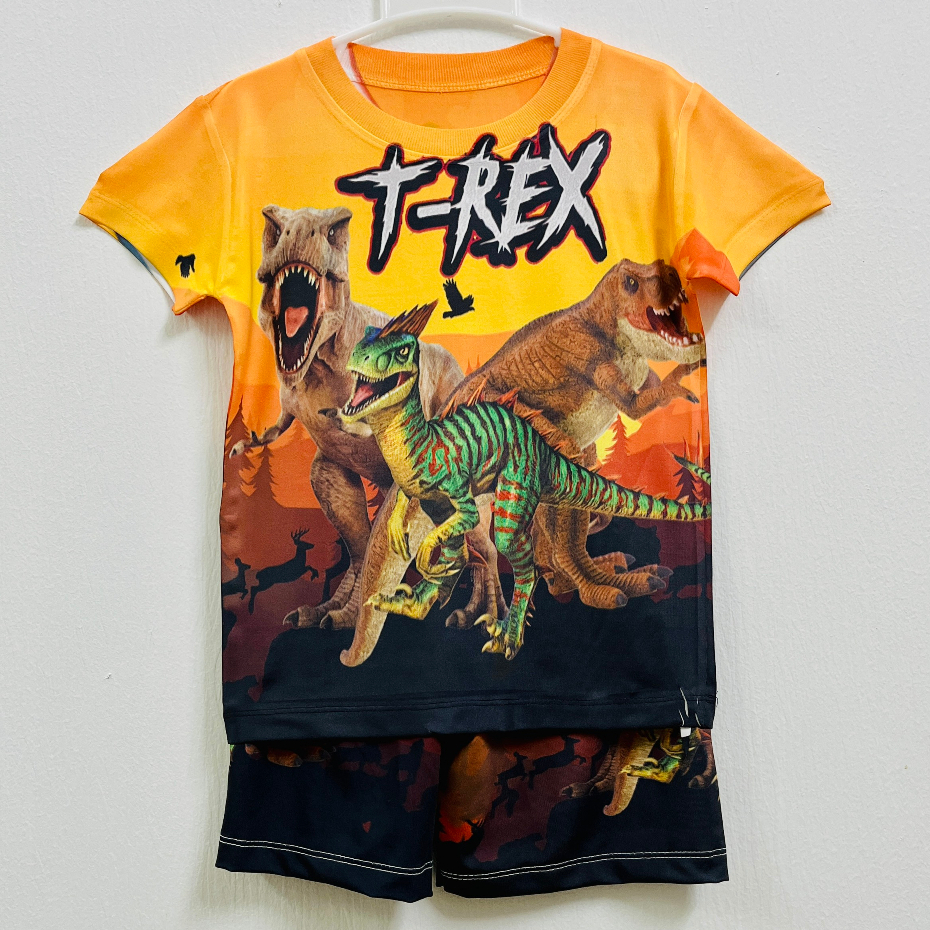 Bô thun Khủng Long T-rex bé trai có size 60kg, đồ bộ sát nách nách, tay ngắn mềm mịn, thấm hút mồ hôi