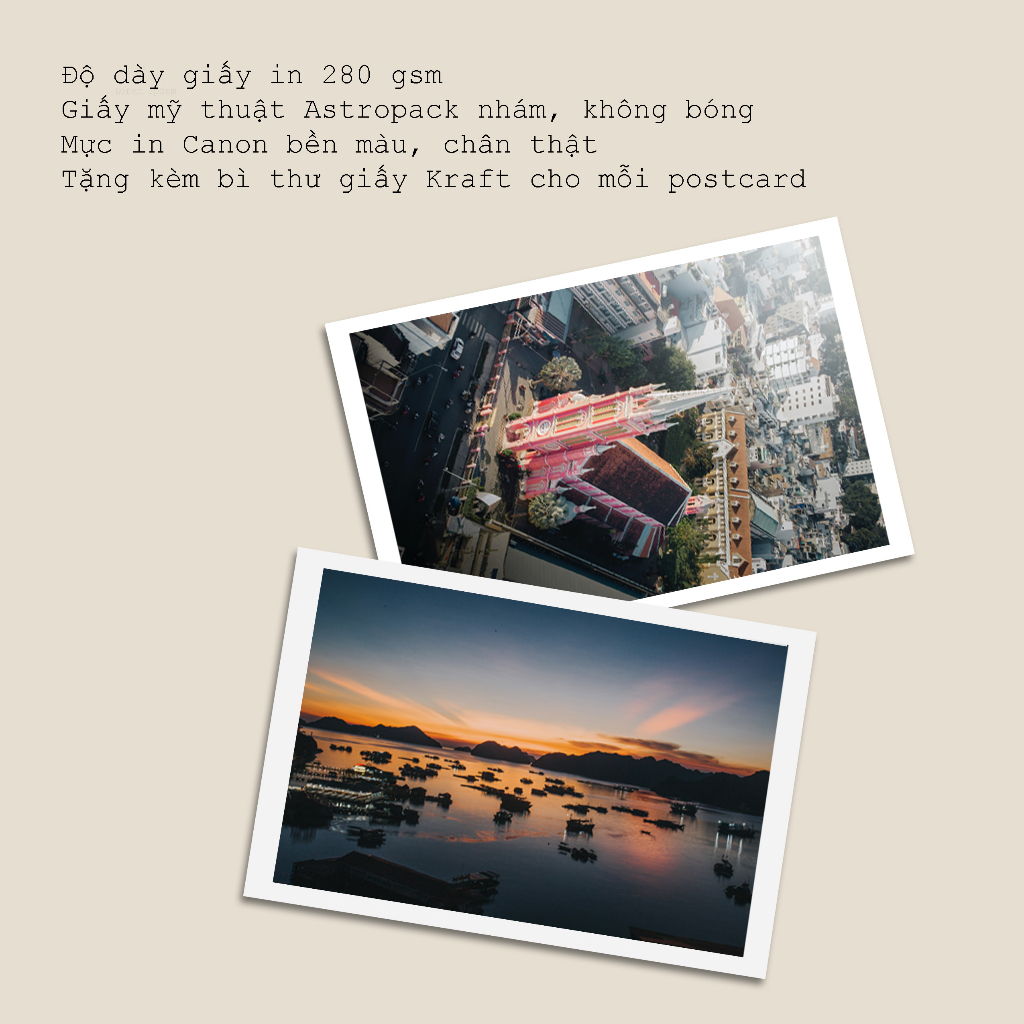 Postcard, Thiệp trang trí, quà tặng lựu niệm chủ đề Việt Nam VN10 , Kích thước 10x15, Tặng kèm bì thư giấy Kraft