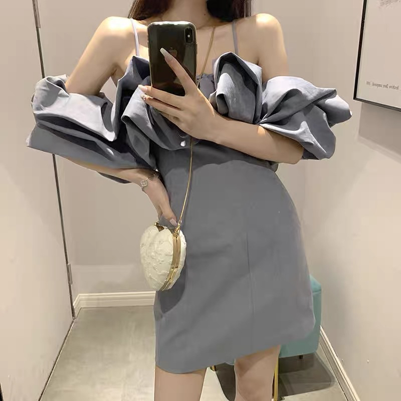 Đầm xinh thiết kế phần tay bồng lưng bo chun