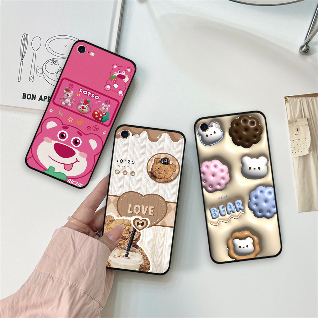 Ốp lưng Iphone 5/ 5S/ 6/ 6S/ 6 Plus/ 6s Plus/ 7/ 8/ se 2020 in hình gấu dâu Lotso, gấu nâu dễ thương