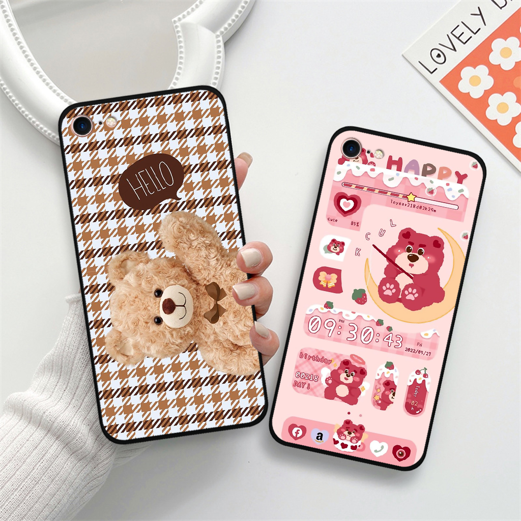 Ốp lưng Iphone 5/ 5S/ 6/ 6S/ 6 Plus/ 6s Plus/ 7/ 8/ se 2020 in hình gấu dâu Lotso, gấu nâu dễ thương