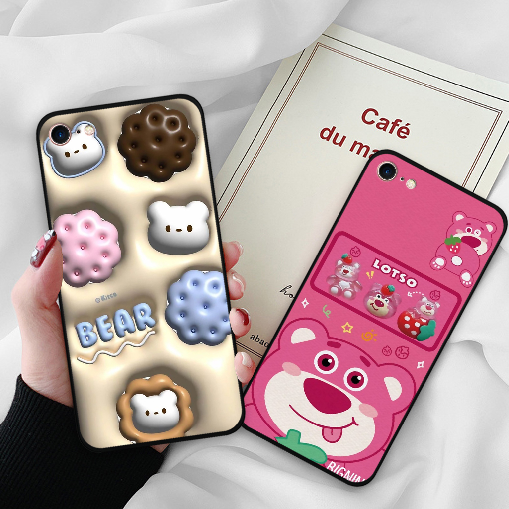 Ốp lưng Iphone 5/ 5S/ 6/ 6S/ 6 Plus/ 6s Plus/ 7/ 8/ se 2020 in hình gấu dâu Lotso, gấu nâu dễ thương