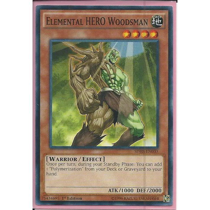 Thẻ bài Yugioh SDHS-EN003 Elemental HERO Woodsman – Common