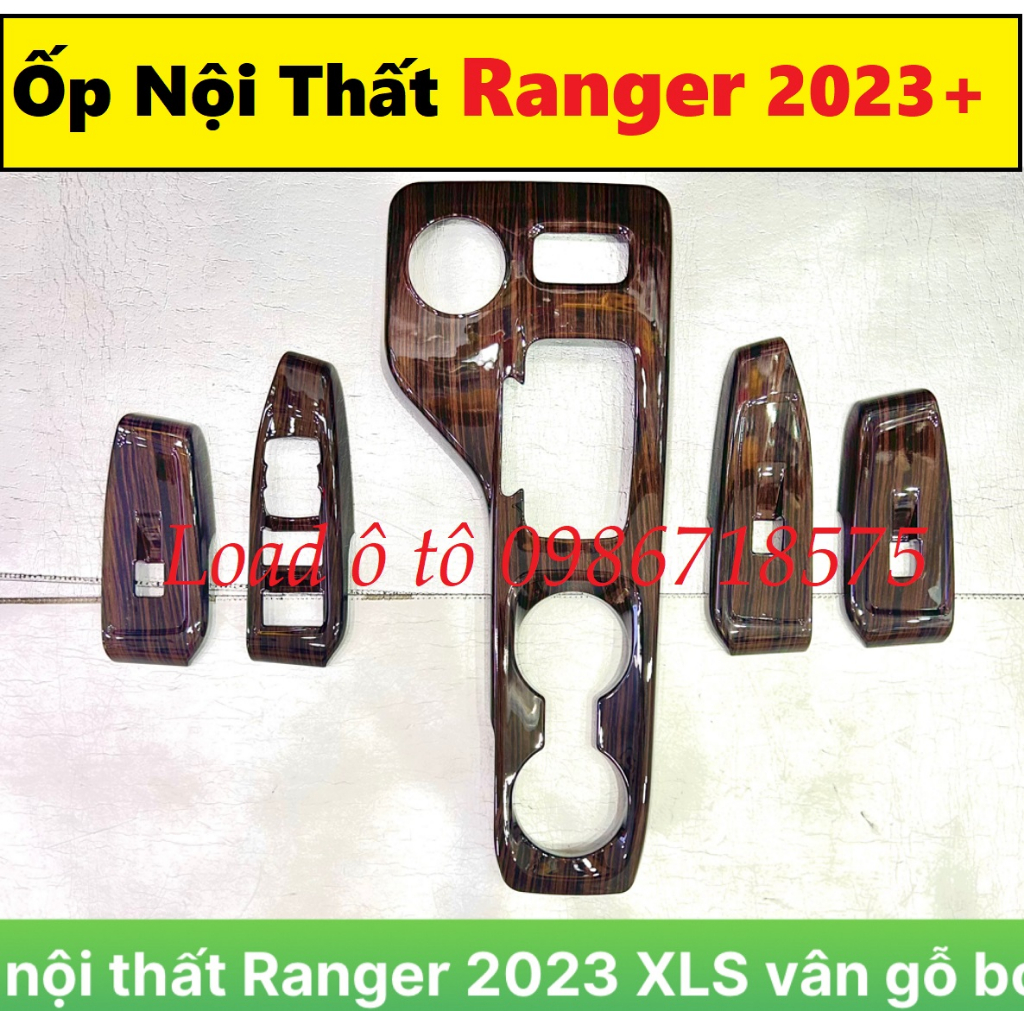 Ốp Nội Thất Xe Ford Ranger 2023-24 Mẫu Vân Gỗ Bóng Bản XLS Số Tự Động Cao Cấp, Thiết Kế Nhựa ABS, Sẵn Keo Dán 3M