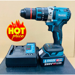 Máy khoan pin 299V Makita loại 3 chức năng, Động cơ không chổi than siêu khỏe, Ruột đồng 100%